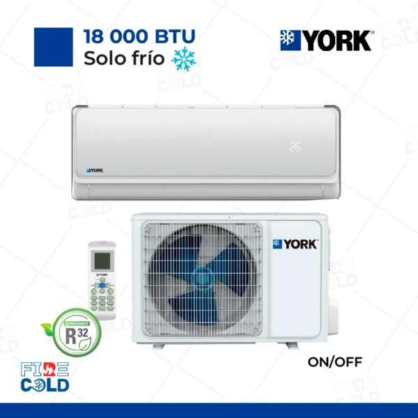 Aire Acondicionado York Split Pared de 18,000 BTU/H ON/OFF Frío Solo