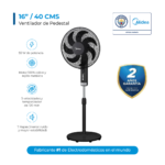 Ventilador de Pedestal Zefiro 16"/40cms Gris