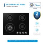 Cocina Empotrable 24"/60cms 40 Vidrio Temp Negro
