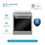 Cocina a gas 30" Venus 5Q Negra