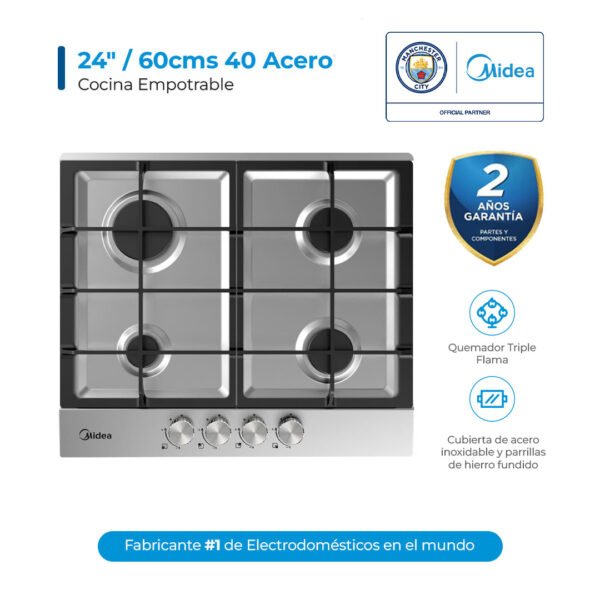 Cocina Empotrable 24"/60cms 40 Acero inoxidable