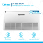 Aire Acondicionado Midea 36,000 BTU Piso Techo On/Off Frío Solo