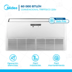 Aire Acondicionado Midea 60,000 BTU Piso Techo On/Off Trifasico 220v